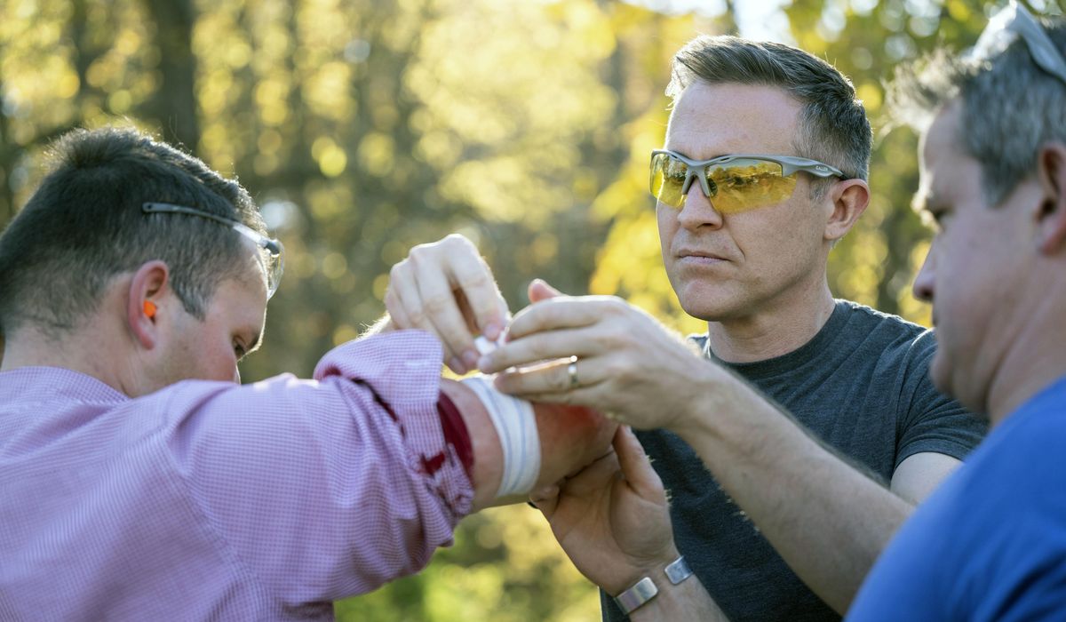 NextImg:Shrapnel injures reporter’s arm after Democratic Senate candidate shoots weapon at campaign event