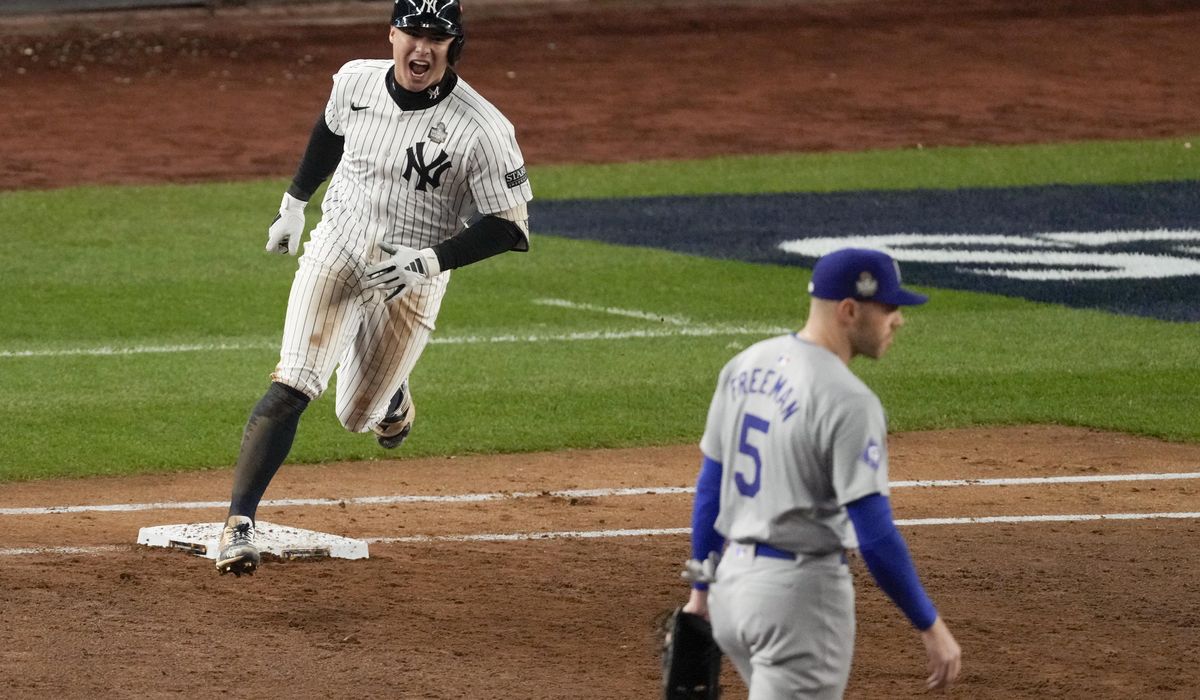 NextImg:Volpe slam sparks comeback after Freeman homer, Yanks beat Dodgers 11-4 to force World Series Game 5