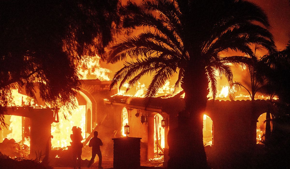NextImg:Fast-moving mountain wildfire in California forces 10,000 to evacuate near Los Angeles