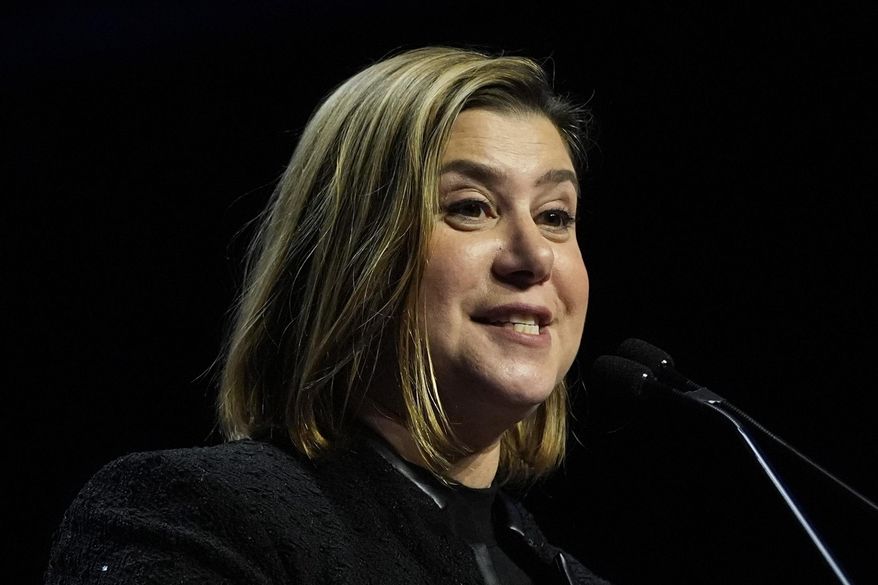 Democratic Michigan Senate candidate Rep. Elissa Slotkin speaks during an election night watch party, Wednesday, Nov. 6, 2024, in Detroit. (AP Photo/Carlos Osorio)