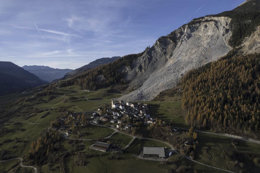 A view of the village of Brienz, Switzerland, on Saturday, Nov. 9, 2024. (Gian Ehrenzeller/Keystone via AP)