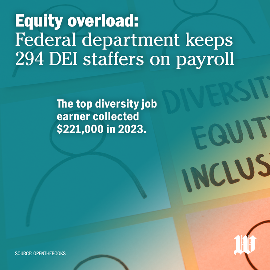 Equity overload: Federal department keeps 294 DEI staffers on payroll