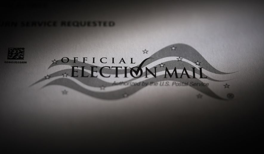 A mail-in official ballot for the 2024 general election in the United States is shown in Pennsylvania on Oct. 8, 2024. (AP Photo/Matt Slocum) **FILE**
