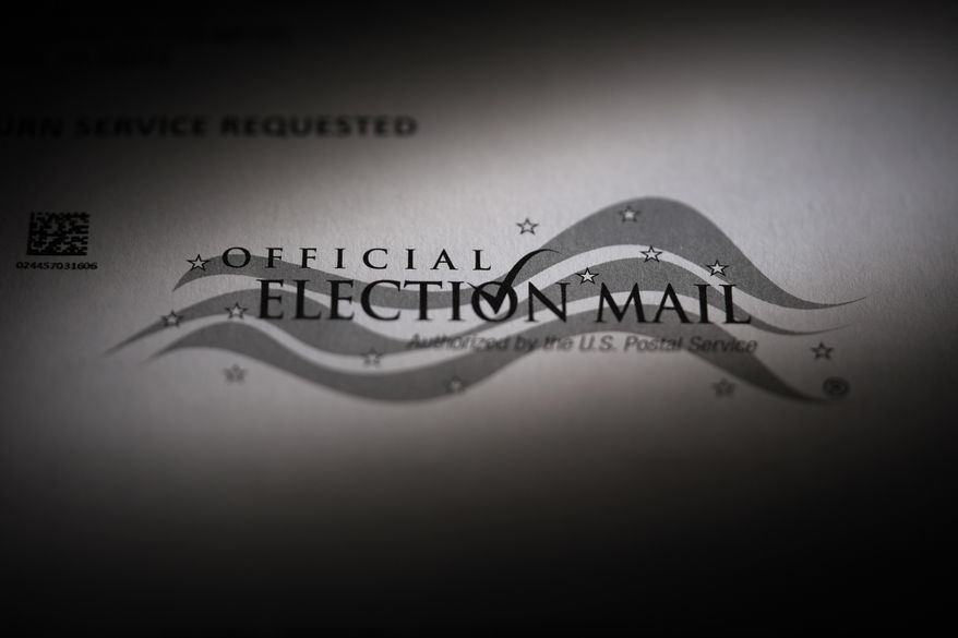 A mail-in official ballot for the 2024 general election in the United States is shown in Pennsylvania on Oct. 8, 2024. (AP Photo/Matt Slocum) **FILE**