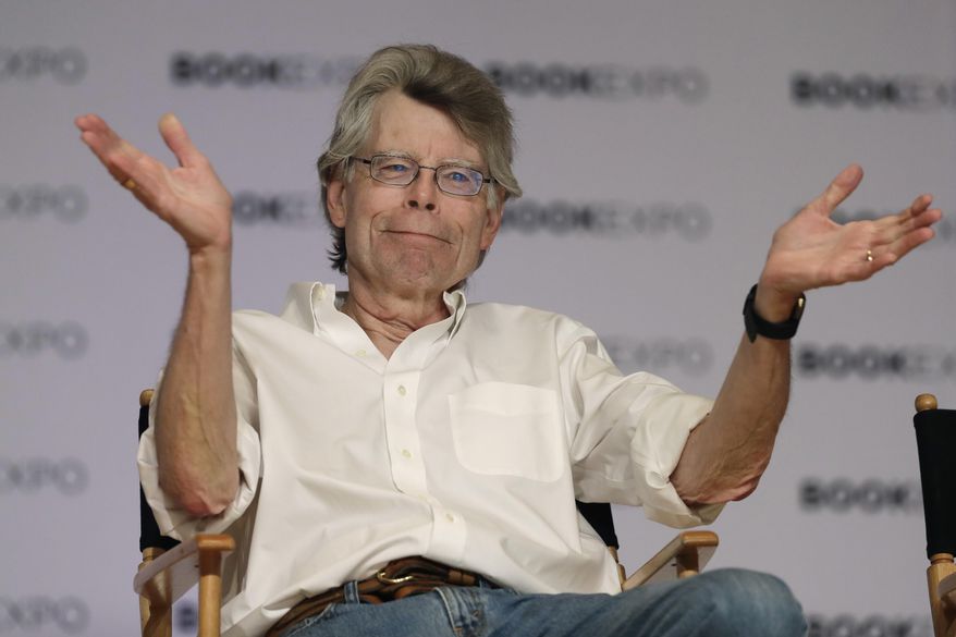 In this June 1, 2017, photo, author Stephen King speaks at Book Expo America in New York. (AP Photo/Mark Lennihan, File)