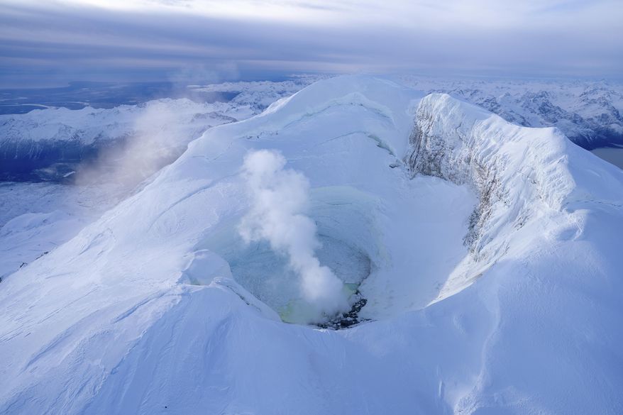 This image provided by Alaska Volcano Observatory shows the summit of Mount Spurr on Oct. 24, 2024, in Alaska. (Wyatt Mayo/Alaska Volcano Observatory, U.S. Geological Survey via AP) **FILE**