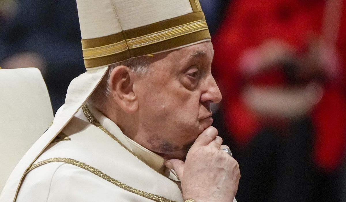 NextImg:Pope Francis presides over ceremony for new cardinals with wide bruise on his chin