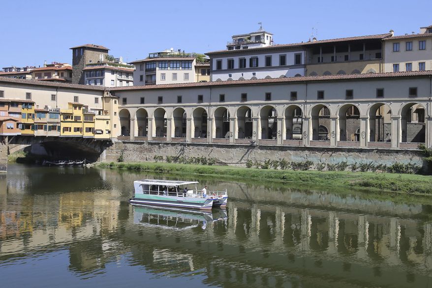 A view of the 'Corridoio Vasariano' of Vasari Corridor, in Florence, central Italy, Wednesday Aug. 23, 2023. (Luca Moggi/LaPresse via AP, File)