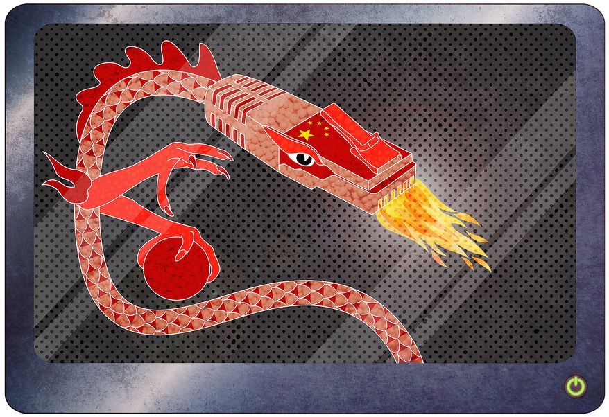 China's state-sponsored telecommunications hackers illustration by Greg Groesch / The Washington Times