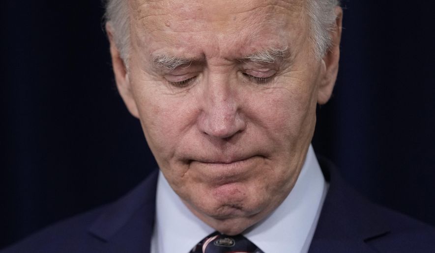 President Joe Biden pauses as he speaks about the death of former President Jimmy Carter Sunday, Dec. 29, 2024, at the Company House Hotel in Christiansted, St. Croix, U.S. Virgin Islands. (AP Photo/Susan Walsh)