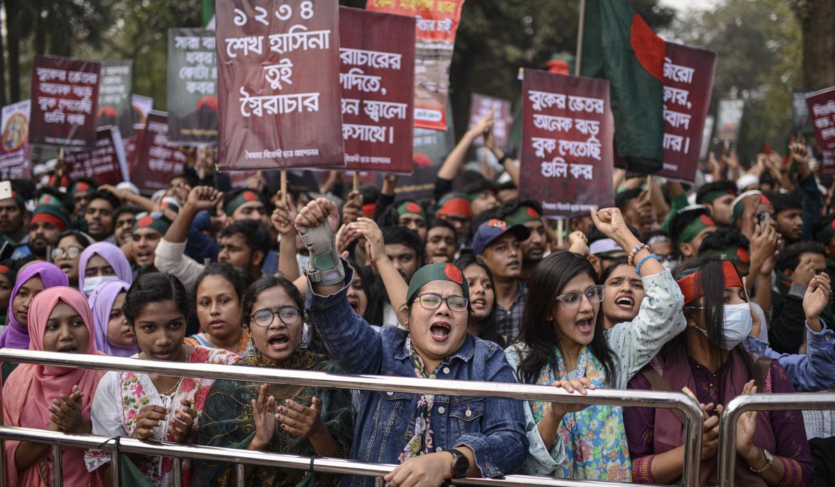 NextImg:Thousands march in Bangladesh calling for the ousted prime minister’s prosecution