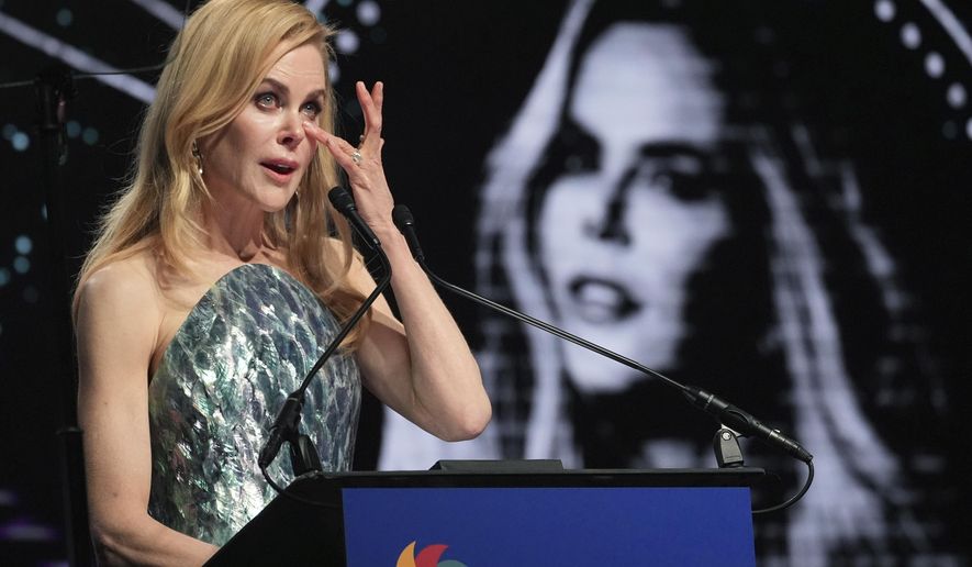 Nicole Kidman accepts the international star award for "Babygirl" during the 36th annual Palm Springs International Film Festival Awards Gala on Friday, Jan. 3, 2025, in Palm Springs, Calif. (AP Photo/Chris Pizzello)