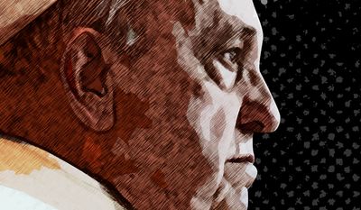 Pope Francis is anti-Israel and anti-Western civilization illustration by Greg Groesch / The Washington Times