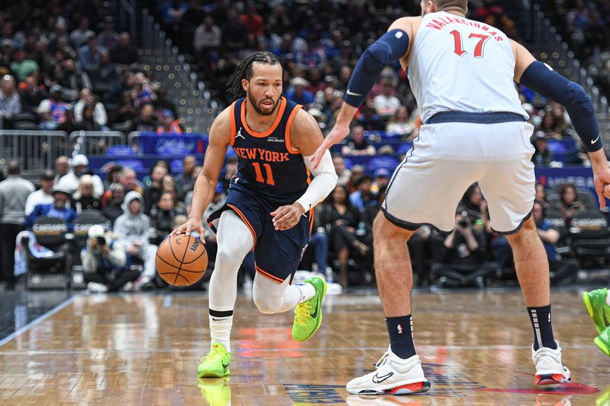 New York Knicks guard Jalen Brunson (11) dribbling the ball during the first quarter of an NBA game against the Washington Wizards at Capital One Arena in Washington D.C., December 30, 2024. (Photo for the Washington Times).