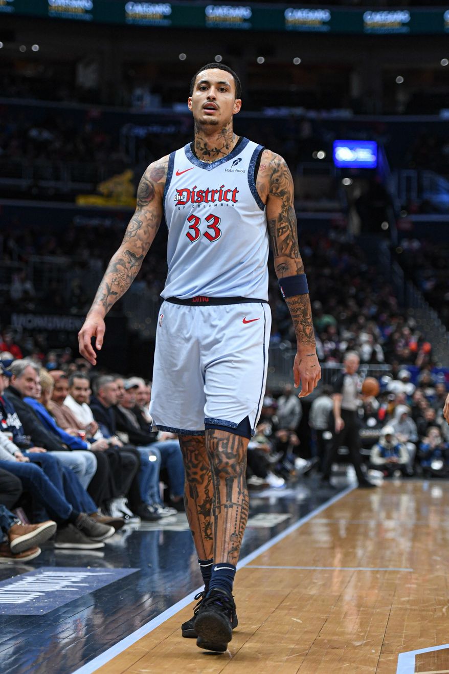 Washington Wizards forward Kyle Kuzma (33) walking on the court during the fourth quarter of an NBA game against the New York Knicks at Capital One Arena in Washington D.C., December 30, 2024. (Photo for the Washington Times).