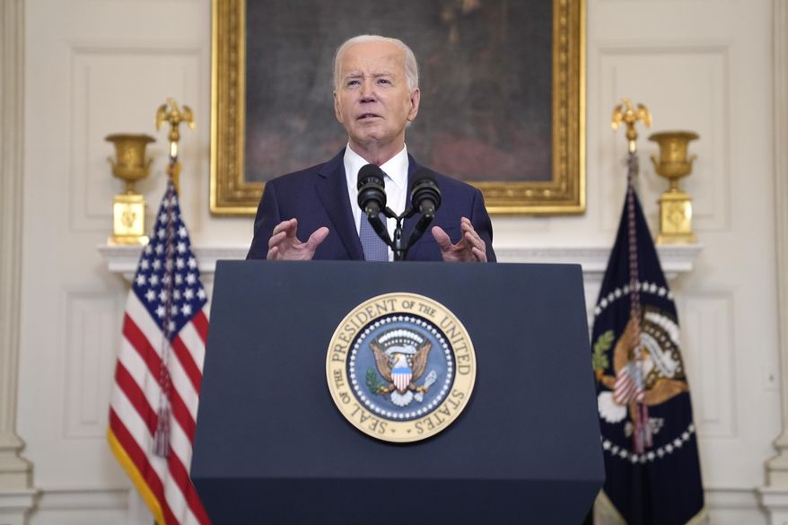 FILE - President Joe Biden details a three-phase hostage deal aimed at winding down the Israel-Hamas war at the White House on May 31, 2024, in Washington. (AP Photo/Evan Vucci, File)