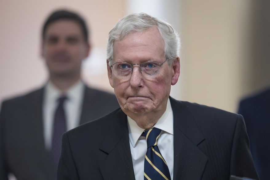 Senate Minority Leader Mitch McConnell, R-Ky., walks to the chamber as Congress returns for the lame-duck session at the Capitol in Washington, Nov. 12, 2024. (AP Photo/J. Scott Applewhite, File)