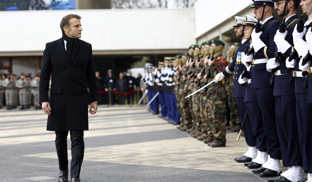 NextImg:Wake up and spend more on defense, Macron tells Europe as Trump takes office