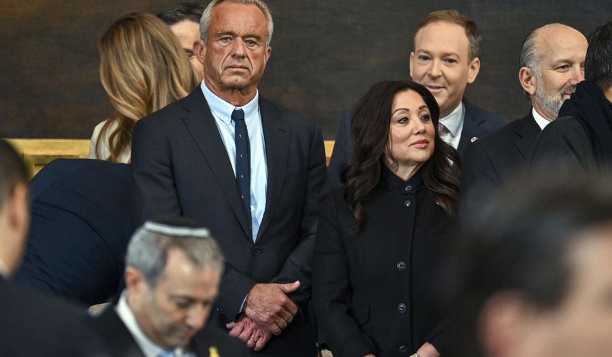 Robert F. Kennedy Jr. arrives before the 60th Presidential Inauguration in the Rotunda of the U.S. Capitol in Washington, Monday, Jan. 20, 2025. (Kenny Holston/The New York Times via AP, Pool)