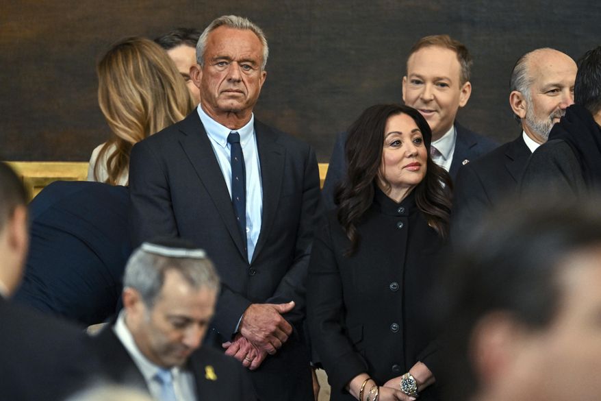 Robert F. Kennedy Jr. arrives before the 60th Presidential Inauguration in the Rotunda of the U.S. Capitol in Washington, Monday, Jan. 20, 2025. (Kenny Holston/The New York Times via AP, Pool)