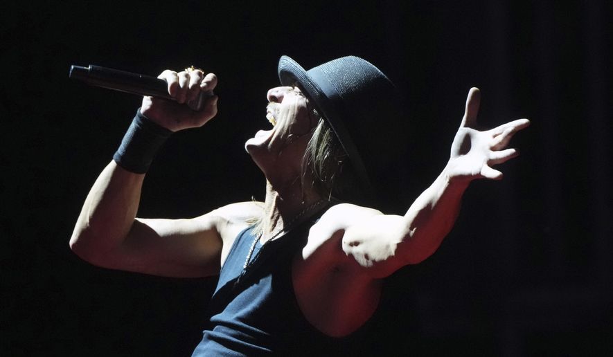 Kid Rock performs before then-President-elect Donald Trump arrives to speak at a rally ahead of the 60th Presidential Inauguration, Sunday, Jan. 19, 2025, at the Capital One Arena in Washington. (AP Photo/Matt Rourke) ** FILE **