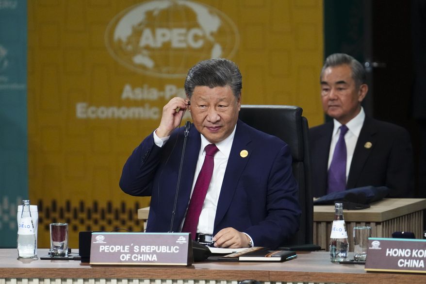 Chinese President Xi Jinping takes part in the Economic Leaders Meeting during the APEC summit in Lima, Peru on Nov. 16, 2024. (Sean Kilpatrick /The Canadian Press via AP, File)