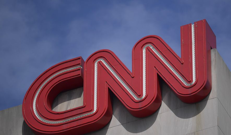 Signage is seen at the CNN Center in Atlanta on April 21, 2022. (AP Photo/Mike Stewart, File)