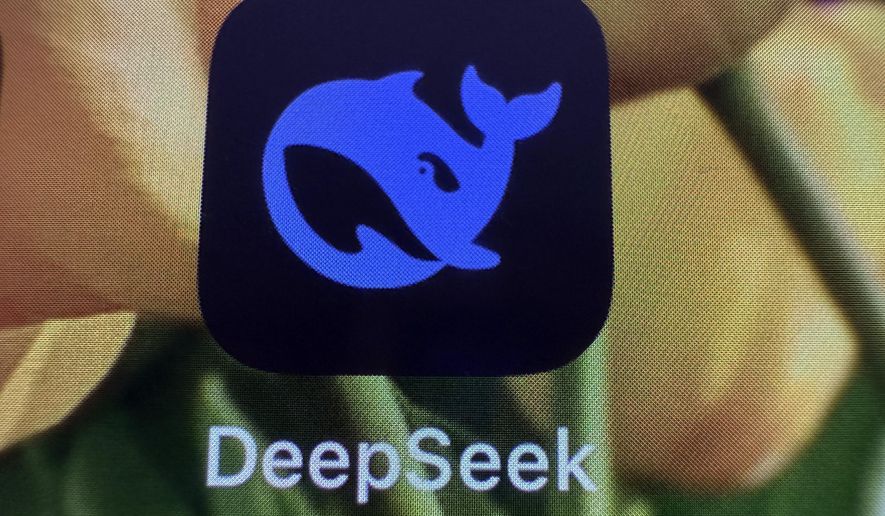 The logo for the app DeepSeek is seen on an iPhone Monday, Jan. 27, 2025, in Washington. (AP Photo/Jon Elswick) ** FILE **