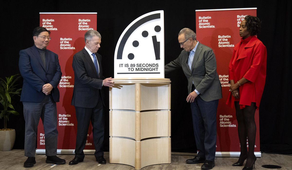 NextImg:‘Doomsday Clock’ moves closer to midnight amid threats of climate change, nuclear war, pandemics, AI