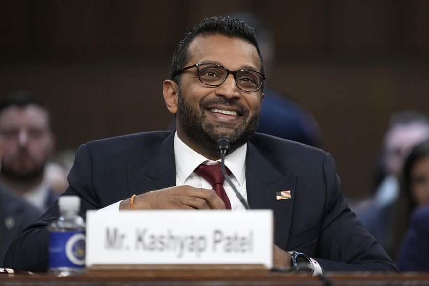 Kash Patel, President Donald Trump's choice to be director of the FBI, appears before the Senate Judiciary Committee for his confirmation hearing, at the Capitol in Washington, Thursday, Jan. 30, 2025. (AP Photo/Ben Curtis)