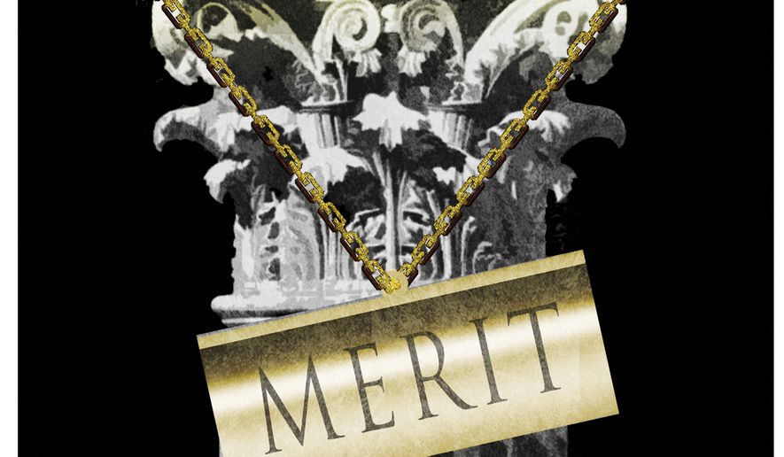 Character. merit and accomplishments over diversity, equity and inclusion (DEI) standards illustration by Alexander Hunter/The Washington Times