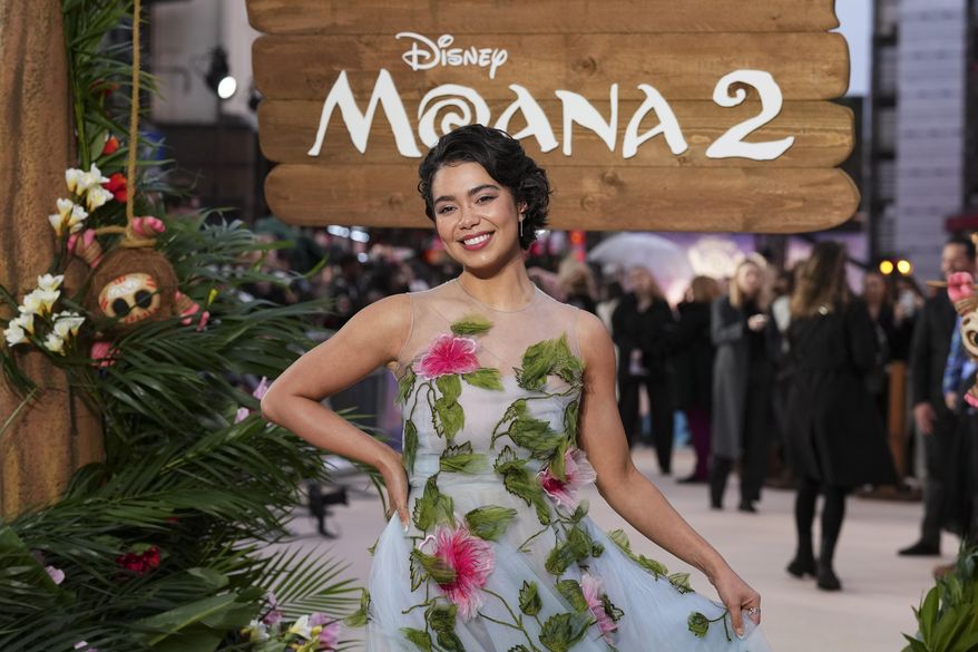 Auli'i Cravalho poses for photographers upon arrival at the UK premiere of Moana 2 on Sunday, Nov. 24, 2024, at a central London cinema. (Photo by Scott A Garfitt/Invision/AP)