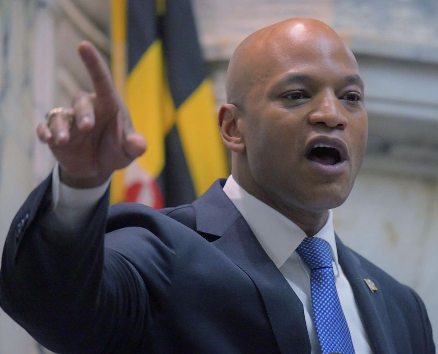 Maryland Gov. Wes Moore delivers the Maryland State of the State address at the capitol building in Annapolis, Md, Wednesday, Feb. 5, 2025. (Karl Merton Ferron/The Baltimore Sun via AP)