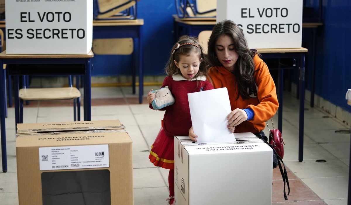 NextImg:Ecuador votes for president, with the conservative incumbent and a leftist lawyer in the lead