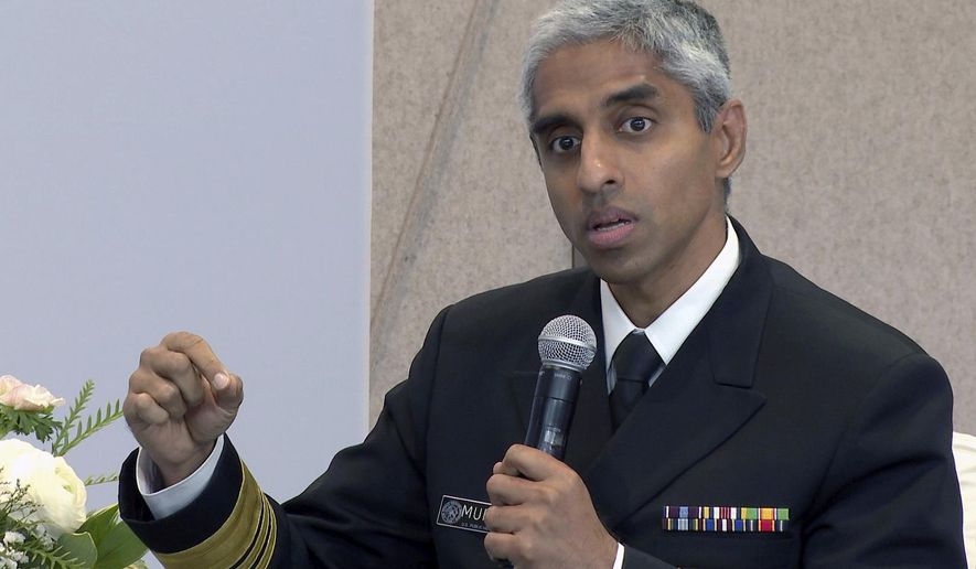 Then-Surgeon General Vivek Murthy speaks during an Archewell Foundation panel discussion in New York City, Oct. 10, 2023. (AP Photo/Ted Shaffrey, File)