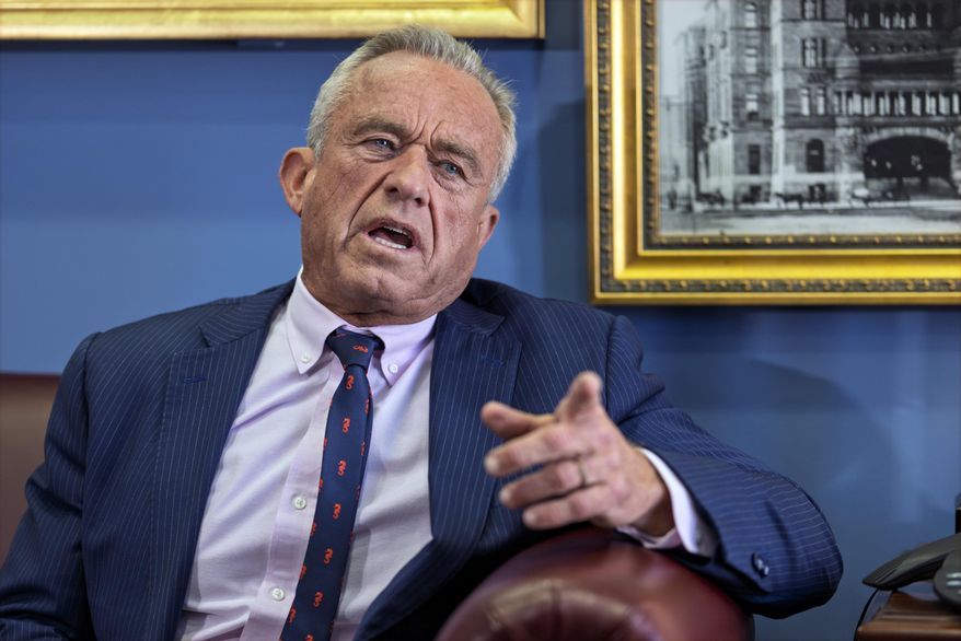 Robert F. Kennedy Jr., speaks during a meeting with Sen. John Cornyn, R-Texas, at the Capitol in Washington, Jan. 9, 2025. (AP Photo/J. Scott Applewhite, File)