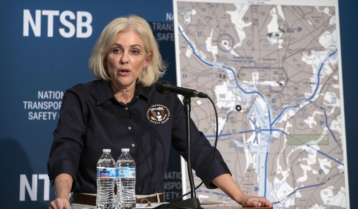 NextImg:Helicopter crew in collision with plane may not have heard key instruction from tower, NTSB says