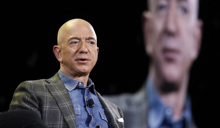 Jeff Bezos speaks at the Amazon re:MARS convention in Las Vegas, June 6, 2019. (AP Photo/John Locher) **FILE**