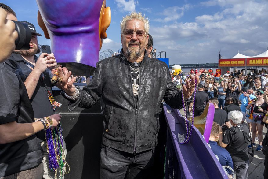 Guy Fieri attends Guy Fieri's Flavortown Tailgate on Sunday, Feb. 9, 2025, in New Orleans. (Photo by Amy Harris/Invision/AP)