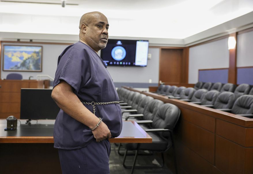 FILE - Duane "Keffe D" Davis appears in court for a hearing on a motion to dismiss charges for his involvement in the 1996 killing of rapper Tupac Shakur, Jan. 21, 2025 in Las Vegas. (Ethan Miller/Pool Photo via AP, File)