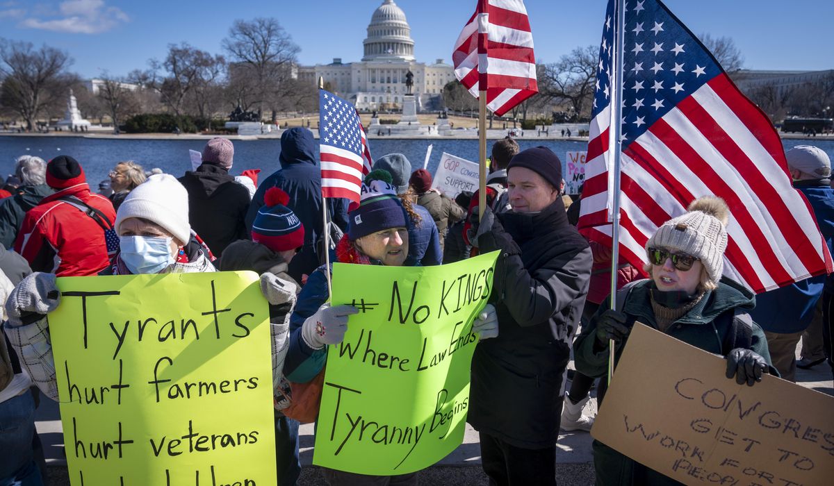 NextImg:‘No kings on Presidents Day’ rings out from protests against Trump and Musk