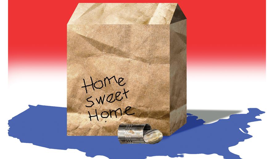 Homeless in the United States of America illustration by Alexander Hunter/The Washington Times