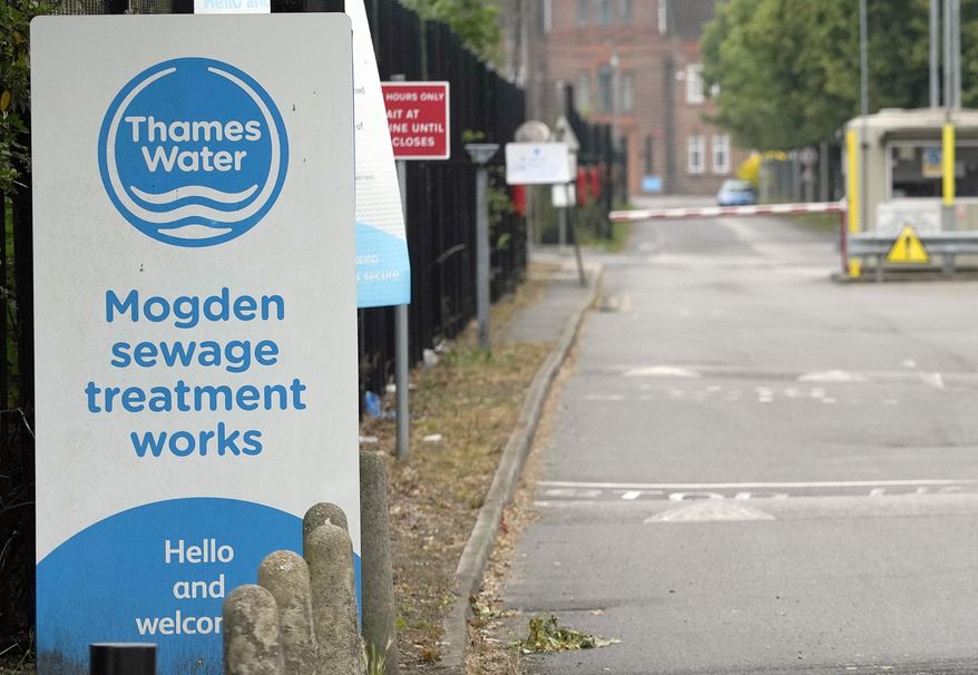 A general view of Thames Water plant in Twickenham, London, Wednesday, June 28, 2023.(AP Photo/Frank Augstein)