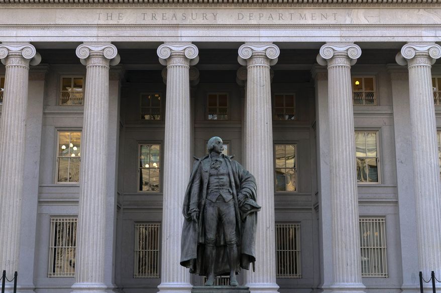 The U.S. Department of the Treasury building is seen in Washington, Nov. 18, 2024. (AP Photo/Jose Luis Magana, File)