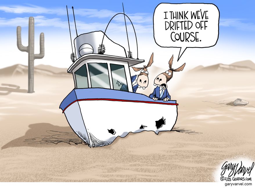 I think we've drifted off course. (Illustration by Gary Varvel for Creators Syndicate)