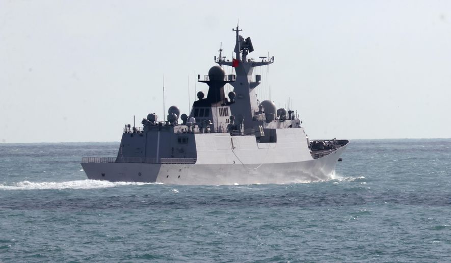 In this photo provided by the Australian Defense Force, the People's Liberation Army-Navy Jiangkai-class frigate Hengyang travels in the Torres Strait off Australia's coast on Feb. 11, 2025. (Australian Defense Force via AP) **FILE**