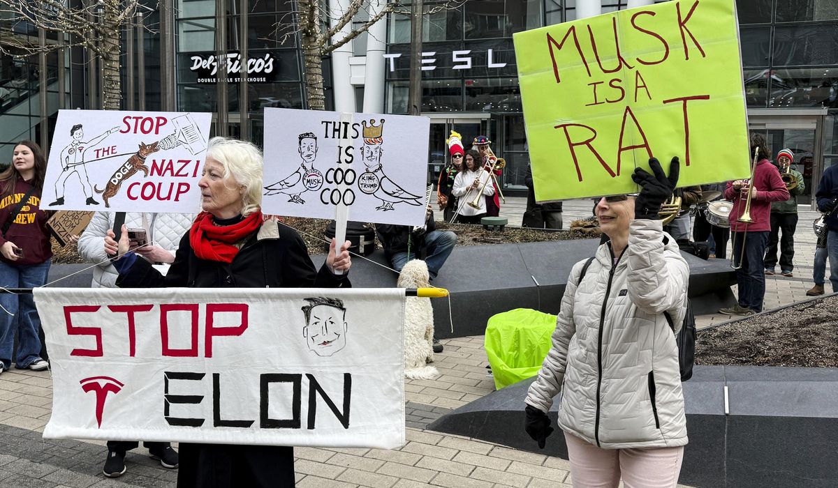 NextImg:Anti-DOGE protests at Tesla stores target Elon Musk’s bottom line