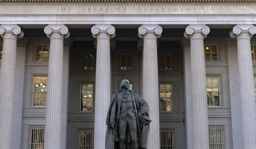 The U.S. Department of the Treasury building is seen in Washington, Nov. 18, 2024. (AP Photo/Jose Luis Magana, File)