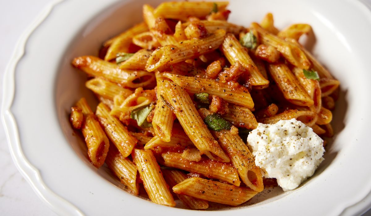 NextImg:Salty pancetta and fermented pepper paste lend deep umami to this meaty pasta dish