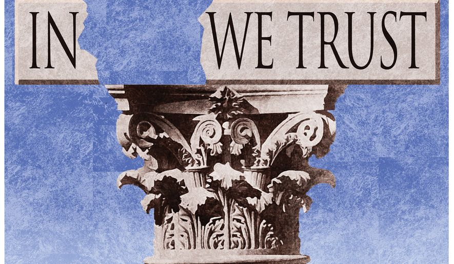 Rebuilding trust in government institutions illustration by Alexander Hunter/The Washington Times